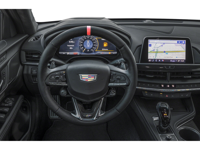Steering wheel design and showcase of the center console for a Cadillac CT4-V Blackwing