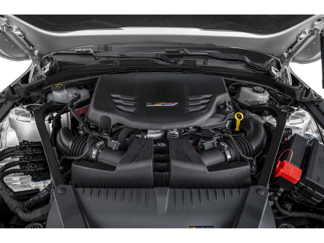 Hood open for a Cadillac CT4-V Blackwing to showcase all of its interior parts