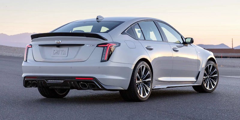 White 2022 Cadillac CT5-V Blackwing outdoors mountains