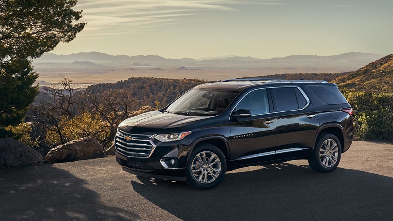 Black 2018 Chevy Traverse in desert mountains