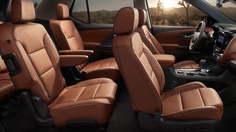 2018 Chevy Traverse brown leather interior