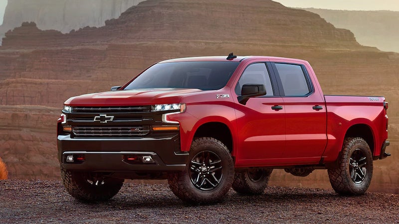 Red 2019 Chevy Silverado 1500 in desert