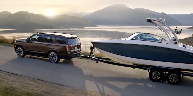2022 Chevy Tahoe hauling boat