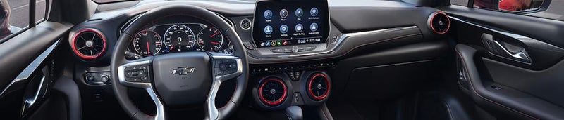 Chevrolet Blazer interior design of a steering wheel and center console