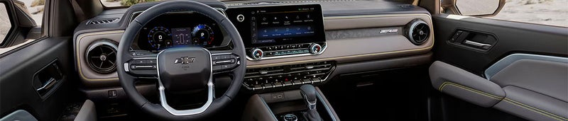 Interior design of a chevy colorado parked outside in the desert