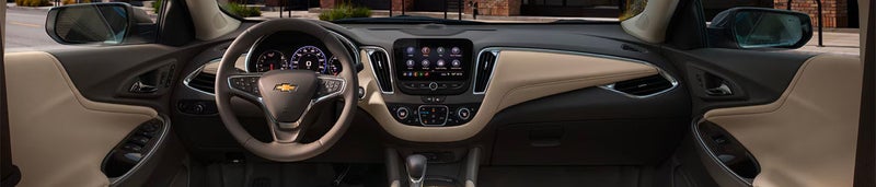 Chevrolet Malibu interior design of a steering wheel and center conosle
